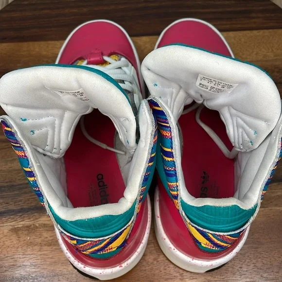 adidas Multicolor High-Top Athletic Sneakers — Pink, Teal, Yellow - Picture 13 of 16